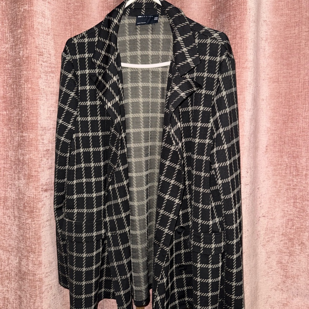 ASOS Black and Cream Checkered Blazer